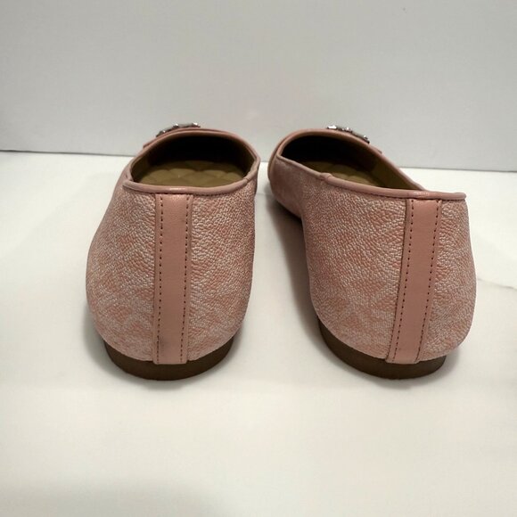 Michael Kors Jilly Logo Print Ballet Flats MK Hardware Pink Soft Girl Size 8M - Picture 9 of 11